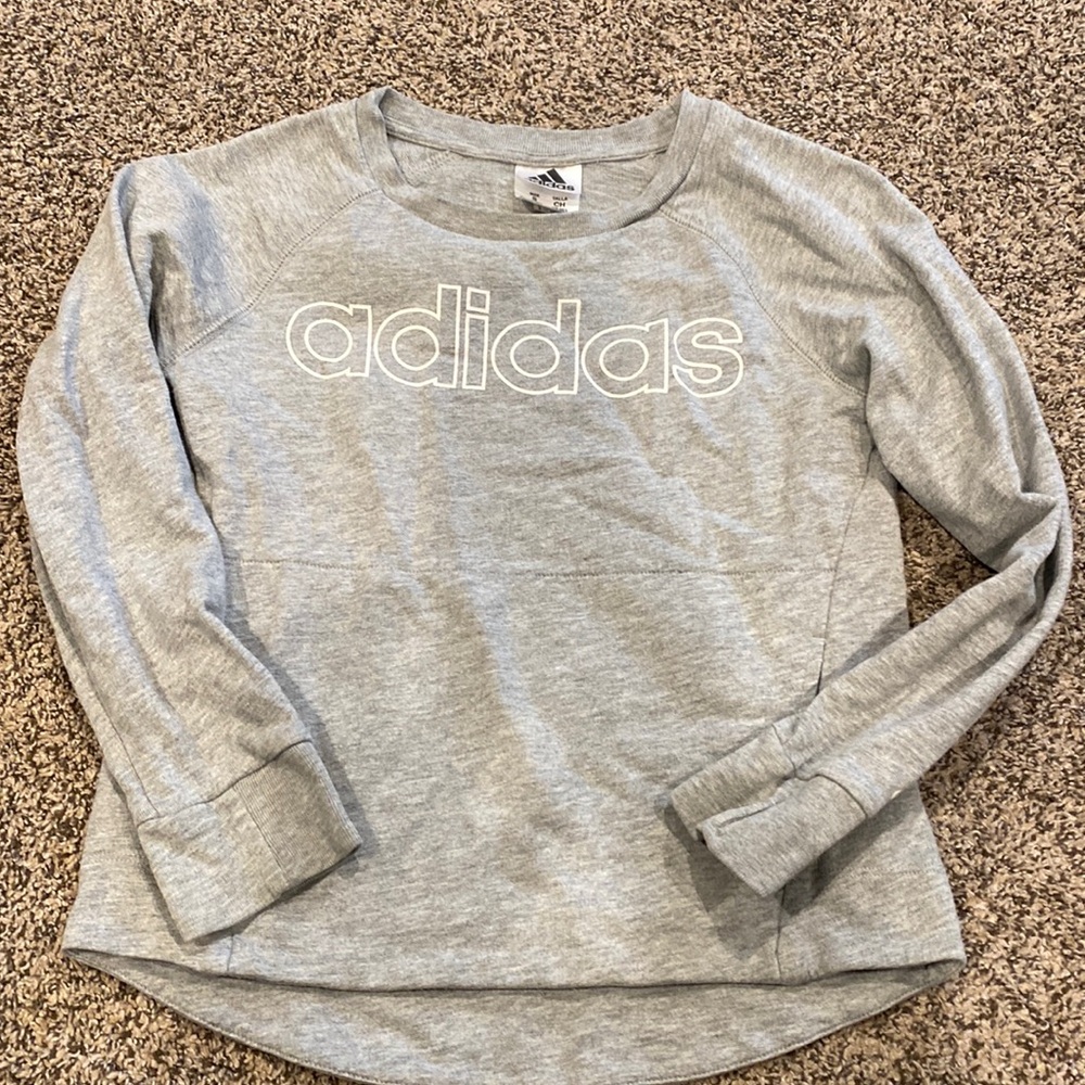 Adidas Girl size 7-8 Small Gray Sweatshirt